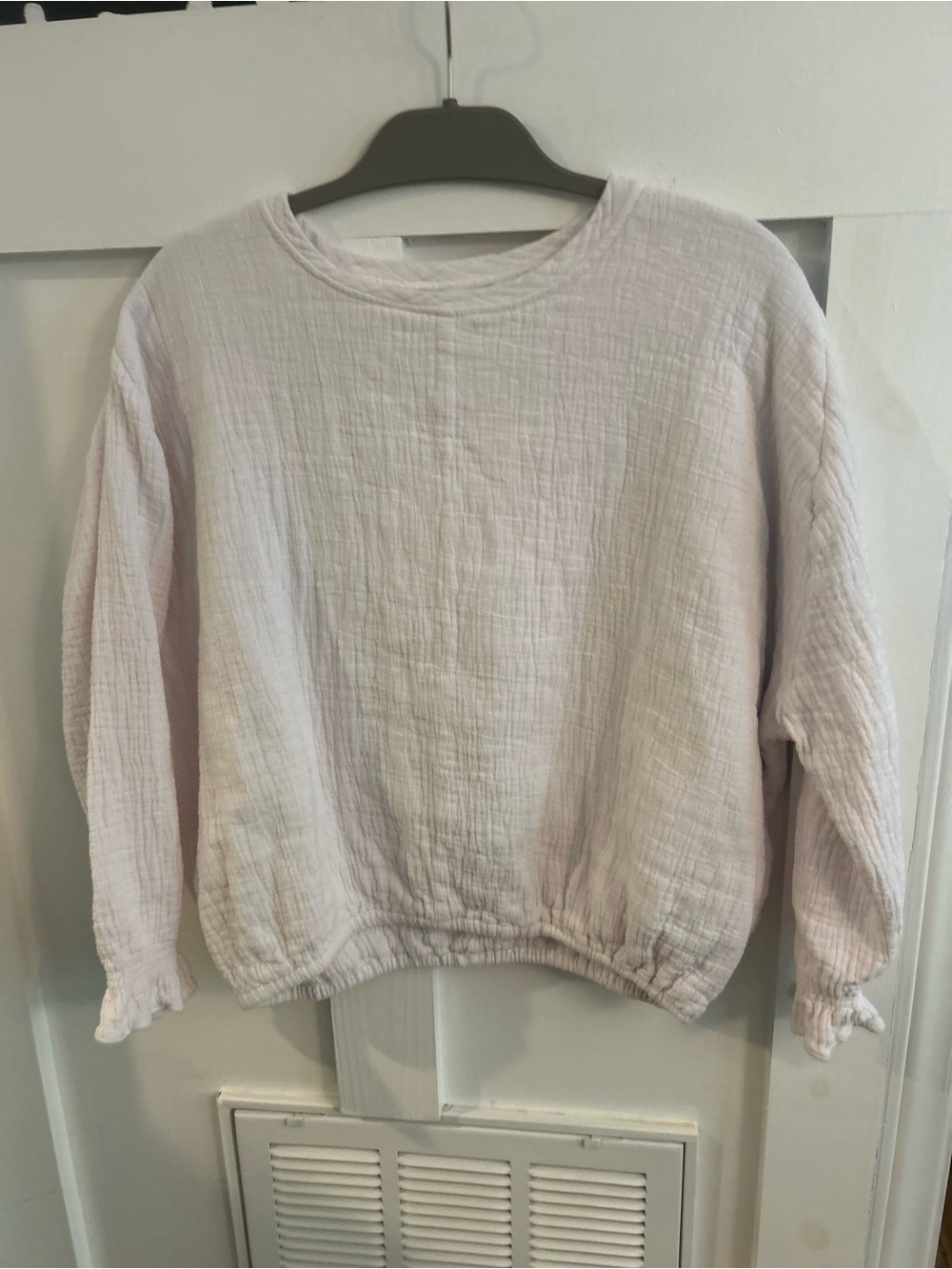 By Billie Blush Pink Double Gauze Cotton Elastic Hem Blouse Size L